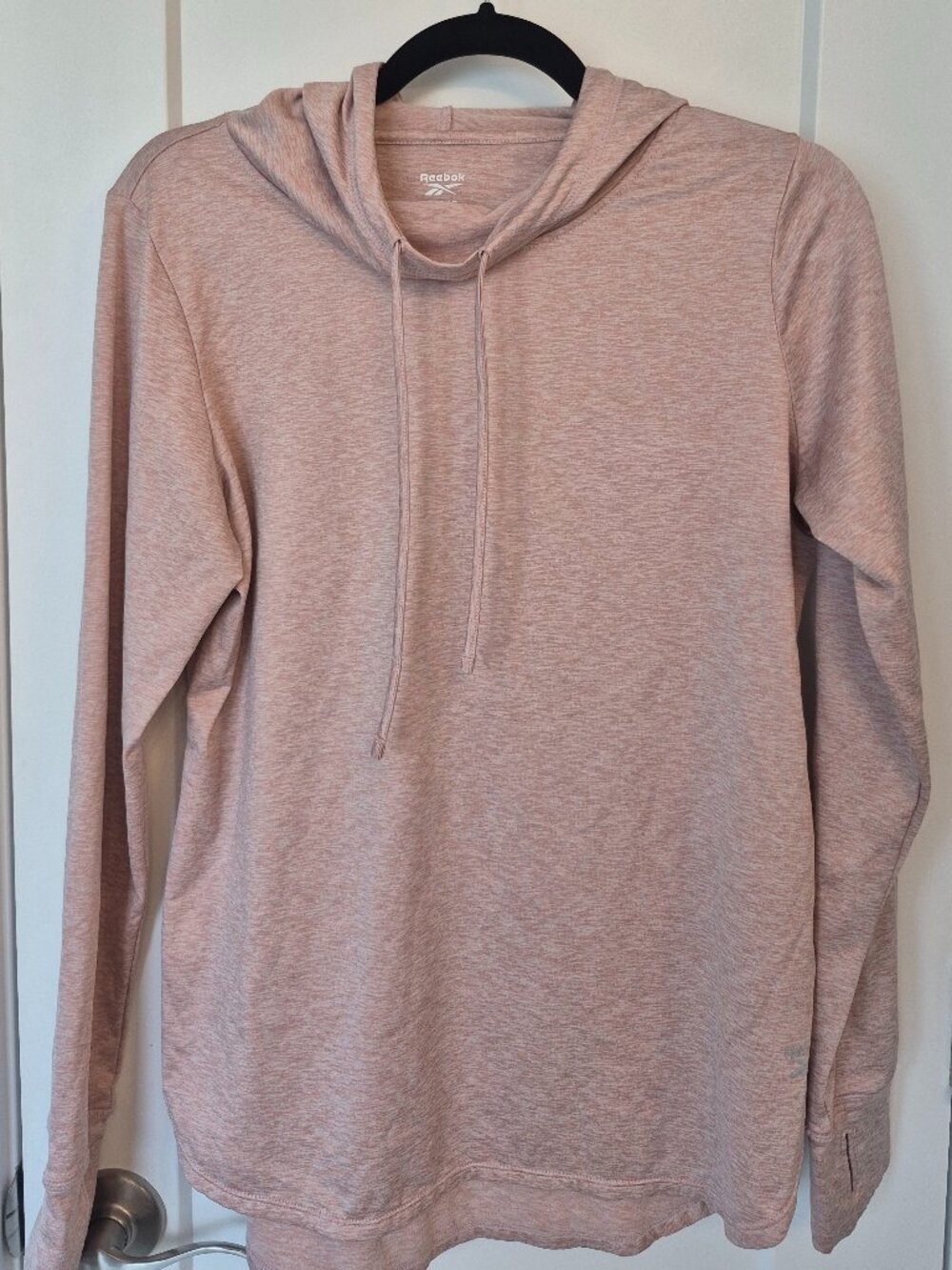 Reebok Pink Pullover Hoodie – Women’s Size L – Soft Heathered Knit